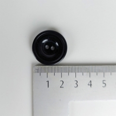 Knopf rund 25 mm 2 Löcher zum Annähen Bottoni Italiani, schwarz