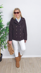 Mantelstoff Wool Blend Cabanjacken Stoff weich, dunkelbraun