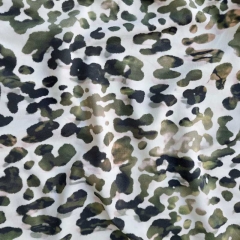 Funktionsjersey Stoff Yoga Stoff Leopardenmuster Animal Print, khaki grauweiß