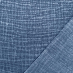 Musselin Stoff Double Gauze Batik Gitternetz, jeansblau