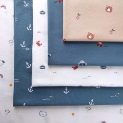 Jerseystoff Anker Wellen, wei rauchblau