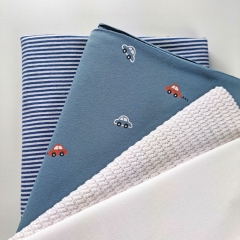 Jerseystoff Autos, wei schwarz rauchblau