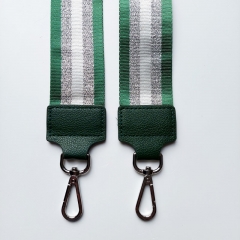Taschengurt Taschenriemen Streifen Glitzer 5 cm-grn silber wei- dk.grnes Leder-silber Schnallen