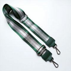 Taschengurt Taschenriemen Streifen Glitzer 5 cm-grn silber wei- dk.grnes Leder-silber Schnallen