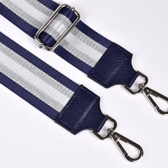 Taschengurt Taschenriemen Streifen Glitzer 5 cm, dunkelblau silber wei