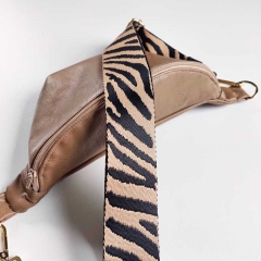Taschengurt Taschenriemen Zebra Muster -schwarz beige-schwarzes Leder-gold Schnallen