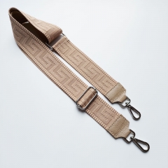 Taschengurt Taschenriemen grafisches Muster- beige - beiges Leder- silber Schnallen