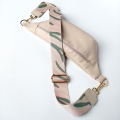 Taschengurt Taschenriemen Camouflage- rosa mattgruen cremewei- cremeweies Leder-gold Schnallen