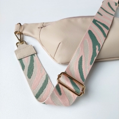 Taschengurt Taschenriemen Camouflage- rosa mattgruen cremewei- cremeweies Leder-gold Schnallen