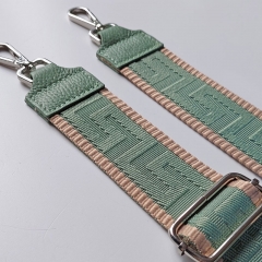 Taschengurt grafisches Muster - beige mintgrn- mint Leder - silber Schnallen