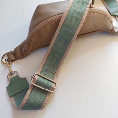 Taschengurt grafisches Muster - beige mintgrn- mint Leder - silber Schnallen