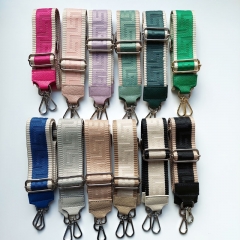 Taschengurt grafisches Muster - ecrue grn- grnes Leder - gold Schnallen