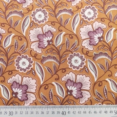 Viskosestoff Blumen Blusenstoff, rosa weinrot hellbraun