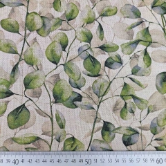 Dekostoff Eukalyptusbltter Baumwollstoff Leinen Optik, grn natur