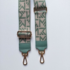 Taschengurt Taschenriemen abstraktes Muster- mint ecrue- mint Leder-gold Schnallen