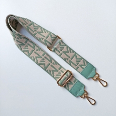 Taschengurt Taschenriemen abstraktes Muster- mint ecrue- mint Leder-gold Schnallen