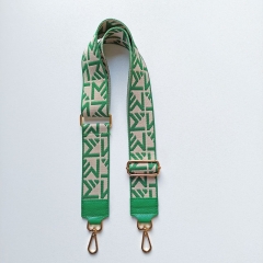 Taschengurt Taschenriemen abstraktes Muster- grün ecrue- grünes Leder-gold Schnallen (copy)
