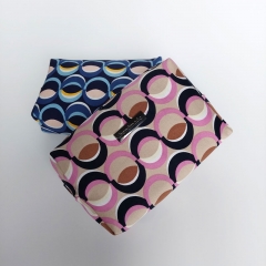 Baumwollstoff mit Stretch grafisches Muster Kreise, rosa beige dunkelblau