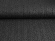 Jacquardjersey Stoff Zopfmuster, schwarz