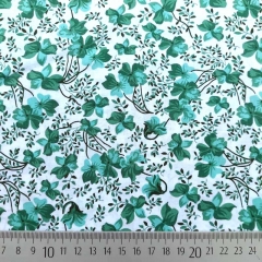 Baumwollstoff Blumen Zweige, dunkelgrn mint petrol wei