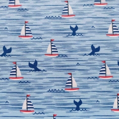 Jerseystoff Segelboote Fischflossen, hellblau