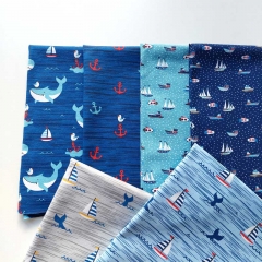 Jerseystoff Segelboote Fischflossen, hellblau