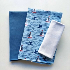 Jerseystoff Segelboote Fischflossen, hellblau