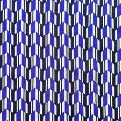 Viskosestoff mit Stretch Blusenstoff grafisches Muster, lilablau schwarz weiß