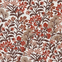 Canvas Stoff beschichtet Blumen Zweige Blätter, rotbraun cremeweiß