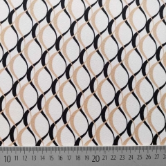 Viskose Stoff grafisches Muster Blusenstoff, beige schwarz cremewei