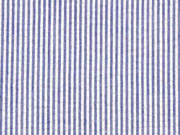 RESTSTÜCK 63 cm Seersucker Stoff Streifen 2 mm breit Blusenstoff, dunkelblau weiß