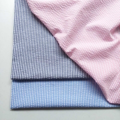 RESTSTCK 46 cm Seersucker Stoff Streifen 2 mm breit Blusenstoff, rosa wei