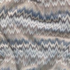 Strickstoff Zickzack Italienischer Stil, grau beige blau