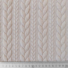Jacquardjersey Stoff Zopfmuster,helltaupe