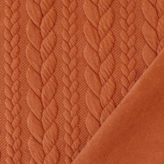 Jacquardjersey Stoff Zopfmuster,terracotta braun