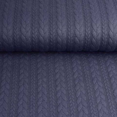 Jacquardjersey Stoff Zopfmuster,dunkelblau