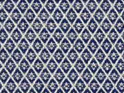 Dekostoff Jacquard Rauten Doubleface, dunkelblau