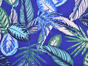 Dekostoff tropische Blätter, kobaltblau