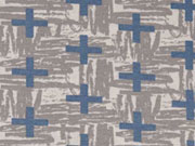 Jerseystoff Kreuze Crosses, navy auf grau