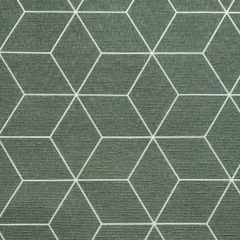 Dekostoff Würfelmuster grafisches Muster, weiß armygrün