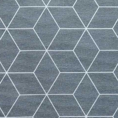 Dekostoff Würfelmuster grafisches Muster, weiß blaugrau