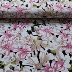 RESTSTCK 45 cm Badelycra Badeanzugstoff Funktionsjersey Blumen wei altrosa goldmetallic schwarz