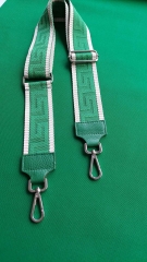Taschengurt grafisches Muster - ecrue grn- grnes Leder - silber Schnallen