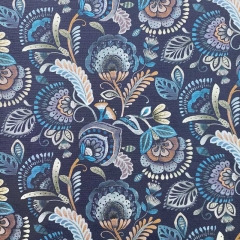 Canvas Stoff Blumen Paisleymuster Baumwollstoff, blau braun dunkelblau