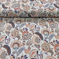 Canvas Stoff Paisleymuster Baumwollstoff, rotbraun beige cremewei