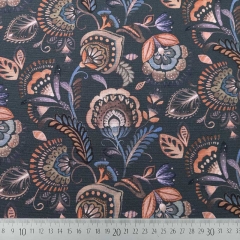 Canvas Stoff Paisleymuster Baumwollstoff, rauchblau braun dunkelgrau