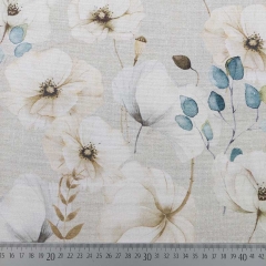 Canvas Stoff Blumen Baumwollstoff, mint cremeweiss