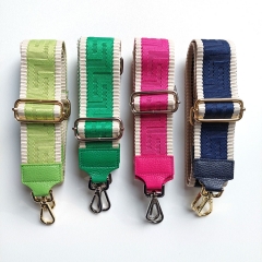 Taschengurt Taschenriemen grafisches Muster 3D-hellbeige hellgrn-hellgrnes Leder- gold Schnalle (love bird)
