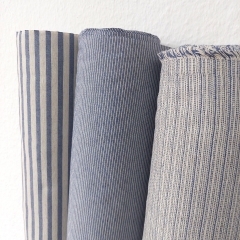 Dekostoff Streifen schmal recycled, natur jeansblau