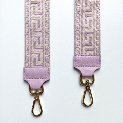 Taschengurt Taschenriemen Labyrinth Muster-hellila ecrue -helllila Leder -gold Schnallen